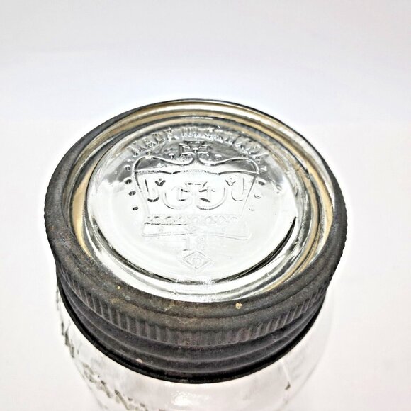 Crown Mason Jars-Glass Lids-Zinc Rings-Dominion Glass of Montreal-Set of 3-VTG - Picture 10 of 13